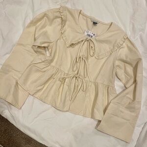 NWT! American Eagle Outfitters Cream Tie-Front Top